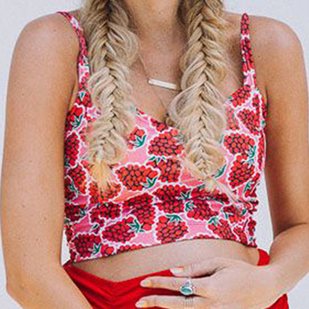 New Swimwear Plus Size Pregnant Women Split Swimsuit Ladies Printed High Waist Triangle Bikini