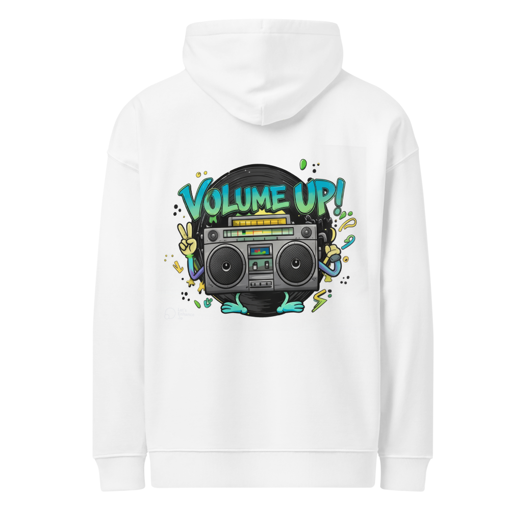“Turn The Volume Up” Unisex Organic Hoodie
