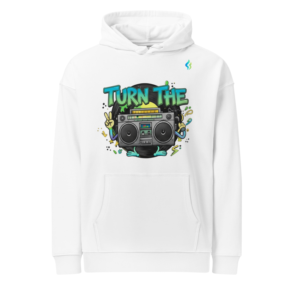 “Turn The Volume Up” Unisex Organic Hoodie